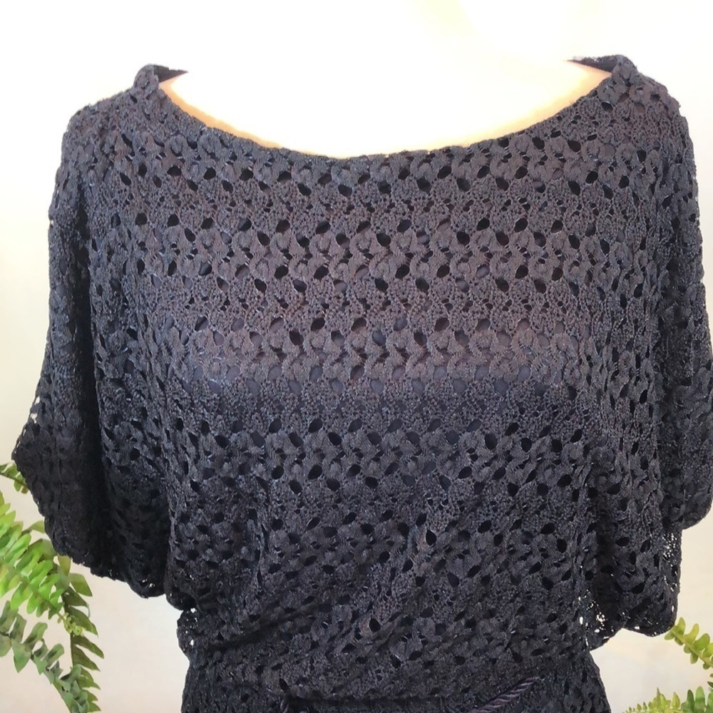 Jessica Howard Navy Blue Crochet Lace Dress Bateau Neckline Women’s Size 6 EUC - Picture 4 of 14